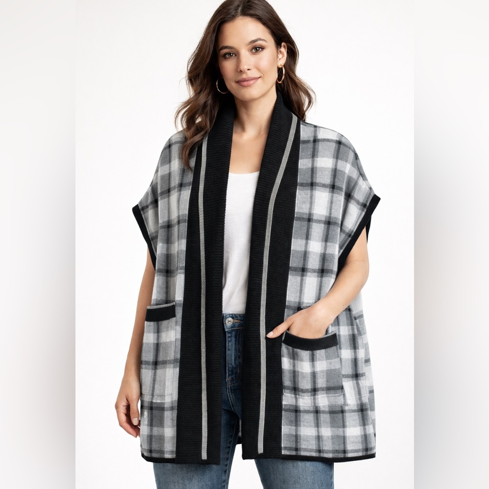 New York & Company Blue Checkered Women's Vest